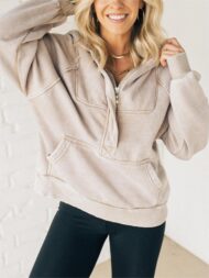 Women's 3/4 Zip Acid Washed Hoodie (Buy 2 Free Shipping) - Image 5