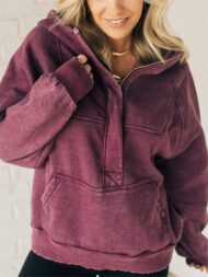 Women's 3/4 Zip Acid Washed Hoodie (Buy 2 Free Shipping) - Image 9