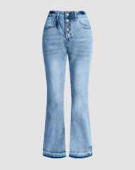 90s Vintage Button Up High Waist Flare Jeans - Image 7