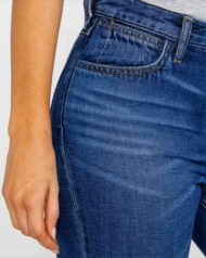 Ladies Flared High Waist Denim Button Stretch Trousers - Image 8