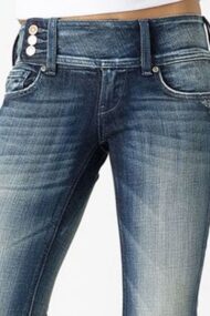 Vintage Button Mid Rise Flared Jeans - Image 3