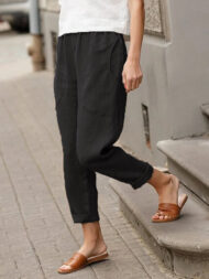 Linen-cotton Women's Large Size Loose Pants - Image 14