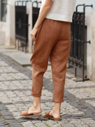 Linen-cotton Women's Large Size Loose Pants - Image 21