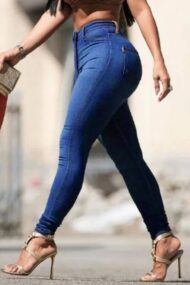 Elastic High Rise Skinny Jeans - Image 5