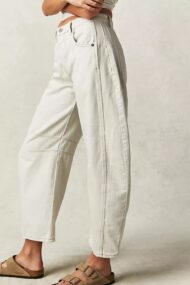 High Stretch Mid-Rise Barrel Jeans Fashion Wide Leg Shape (Buy 2 Free Shipping) - Image 11