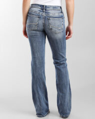 90s Vintage Embroidery Pocket Low Waist Jeans - Image 3