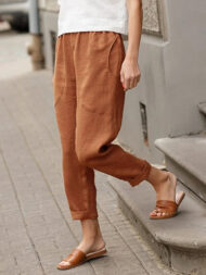Linen-cotton Women's Large Size Loose Pants - Image 20