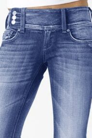 Vintage Button Mid Rise Flared Jeans - Image 7