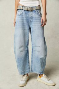 High Stretch Mid-Rise Barrel Jeans Fashion Wide Leg Shape (Buy 2 Free Shipping) - Image 8