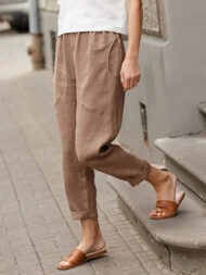 Linen-cotton Women's Large Size Loose Pants - Image 5