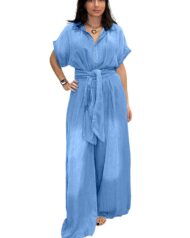 Women's Tie-Waist Wide-Leg Denim Jumpsuit (Buy 2 Free Shipping) - Image 10