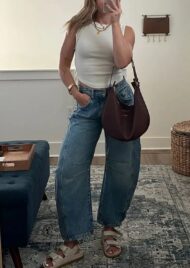 High Stretch Mid-Rise Barrel Jeans Fashion Wide Leg Shape (Buy 2 Free Shipping) - Image 7