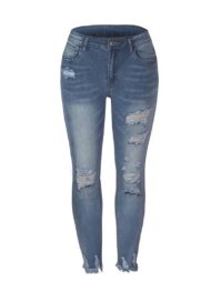 Washed Frayed Fringed Jeans - Image 7