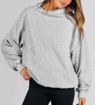 Women's Slit Mock Neck Oversized Sweatshirt (Buy 2 Free Shipping) - Image 4