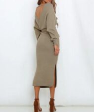 Women's Wrap V Neck Slit Sweater Dresses (Buy 2 Free Shipping) - Image 13