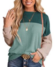 Women's Crewneck Color Block Ribbed Tops (Buy 2 Free Shipping) - Image 8