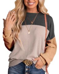 Women's Crewneck Color Block Ribbed Tops (Buy 2 Free Shipping) - Image 9