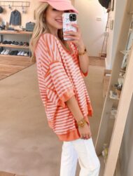 Women's Oversized Striped Color Block Half Sleeve Tops (Buy 2 Free Shipping) - Image 4